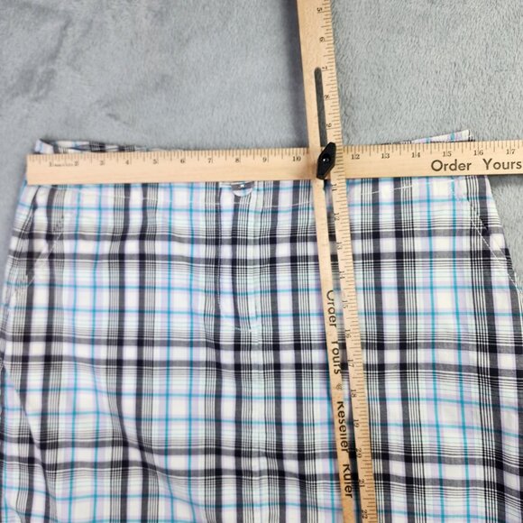 Talbots Skirt Womens Petite 10P Blue Pastel Plaid A Line Stretch Preppy Casual - Picture 8 of 10